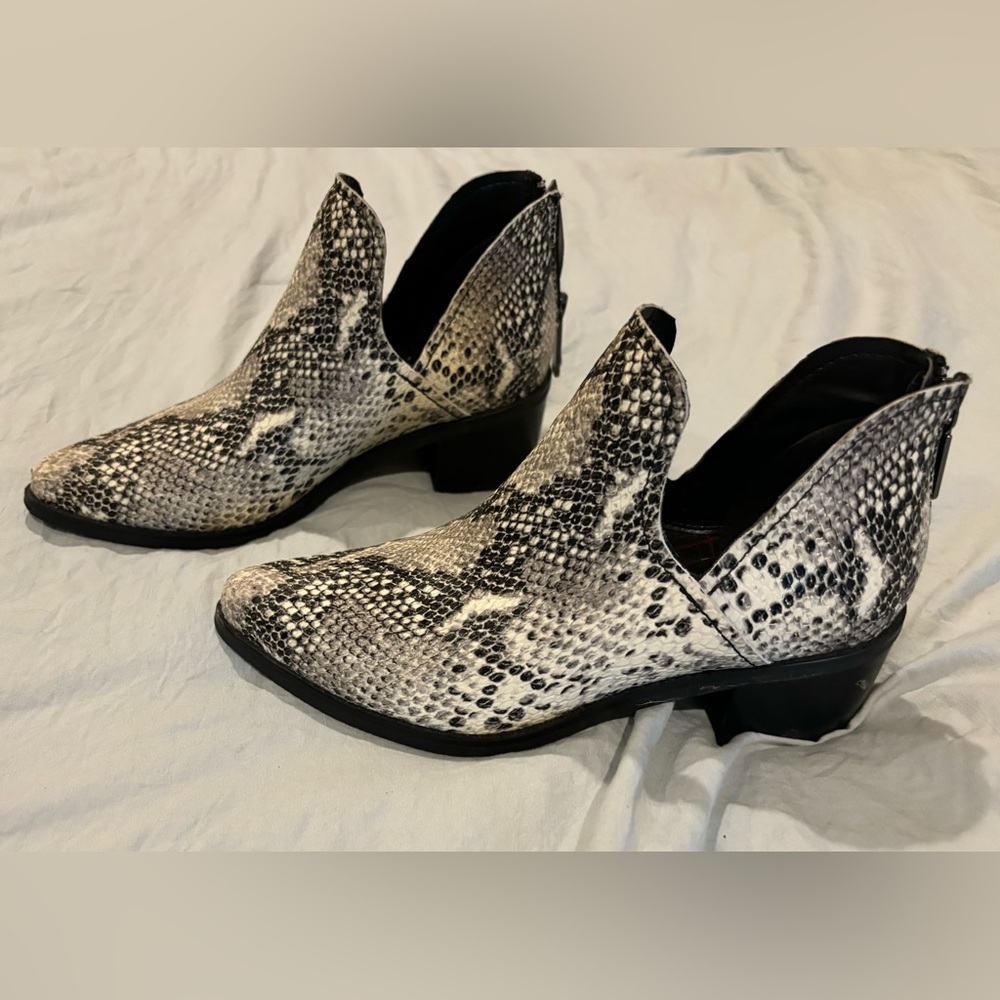 Snakeskin booties